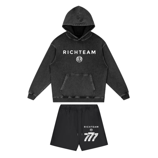 RICHTEAM Black Dream Chaser Acid Wash Oversize Short Set - 777 NGU - 420 GSM Quantity