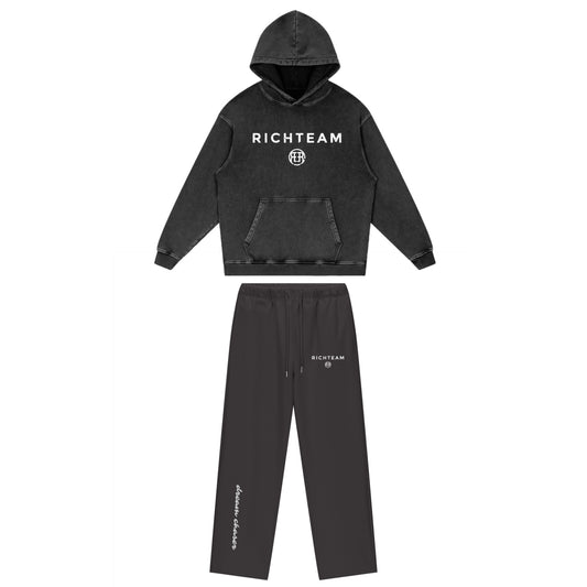RICHTEAM Black Dream Chaser Oversize Tracksuit - 777 NGU Acid Wash Oversize Tracksuit