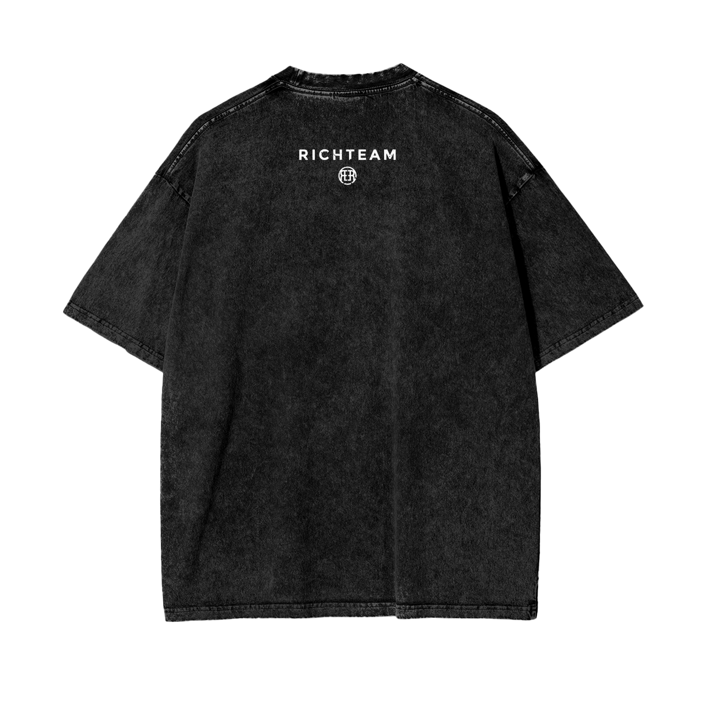 RICHTEAM Black Oversize T-shirt - Dream Chaser 777 NGU Acid Wash Oversize Tee - 250 GSM