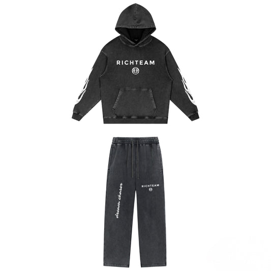 RICHTEAM Black Dream Chaser Snow Wash Heavyweight 777 NGU Tracksuits