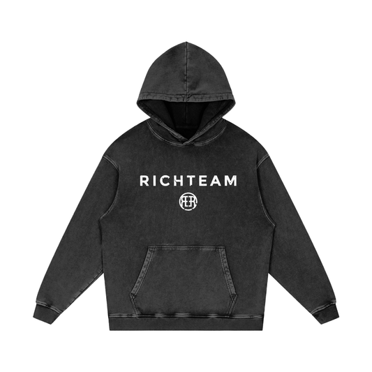 RICHTEAM Black Dream Chaser Oversize Hoodie - 777 NGU Acid Wash Oversize Hoodie - 420 GSM