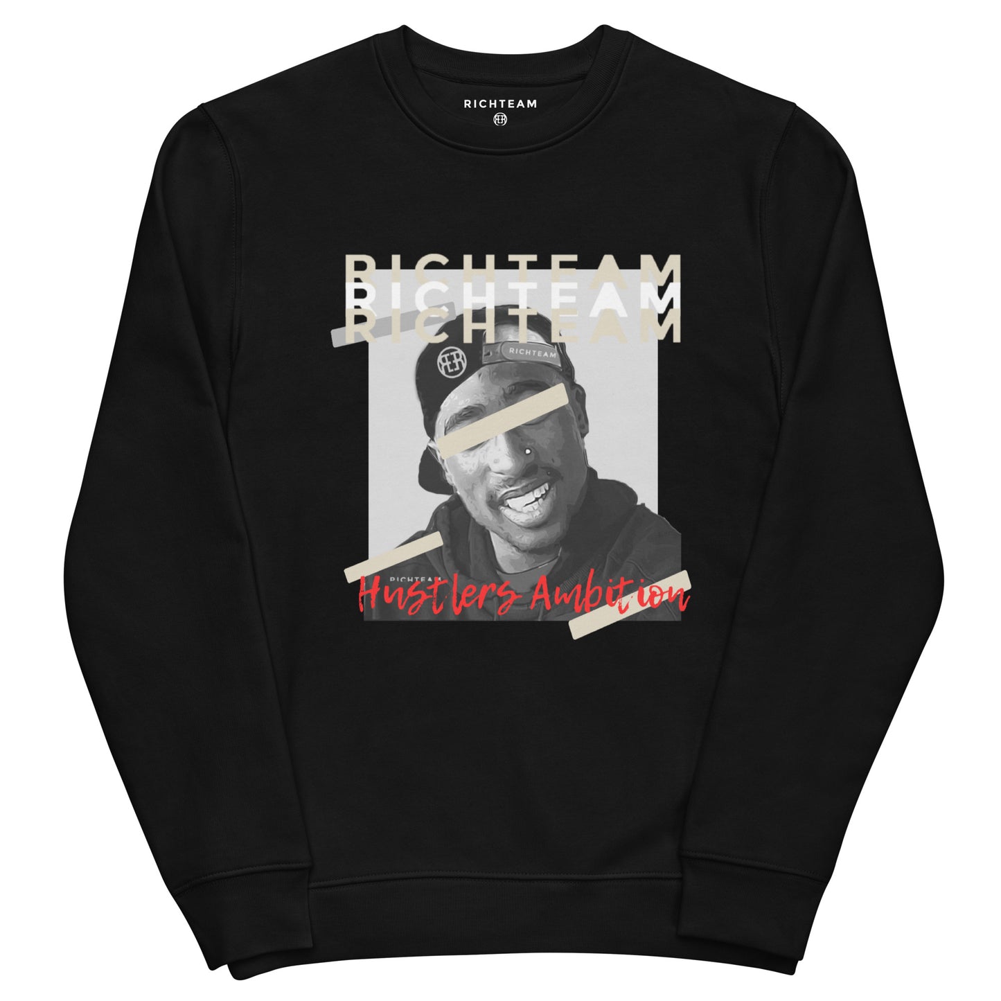 RICHTEAM Graphic Jumper - Black Long-Sleeve Jumper (Tupac Hustlers Ambition Edition)