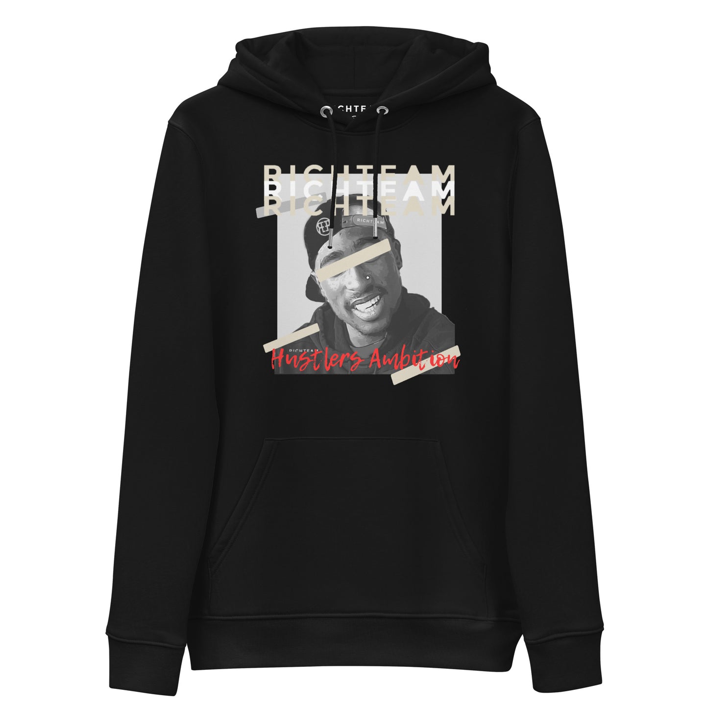 RICHTEAM Graphic Hoodie - Graphic Sweatshirt - Black (Tupac Hustlers Ambition Edition)