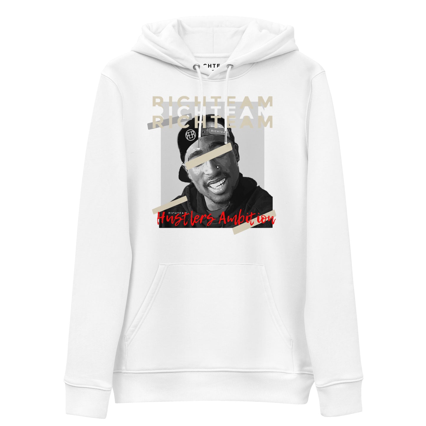 RICHTEAM Graphic Hoodie - Graphic Sweatshirt - White (Tupac Hustlers Ambition Edition)