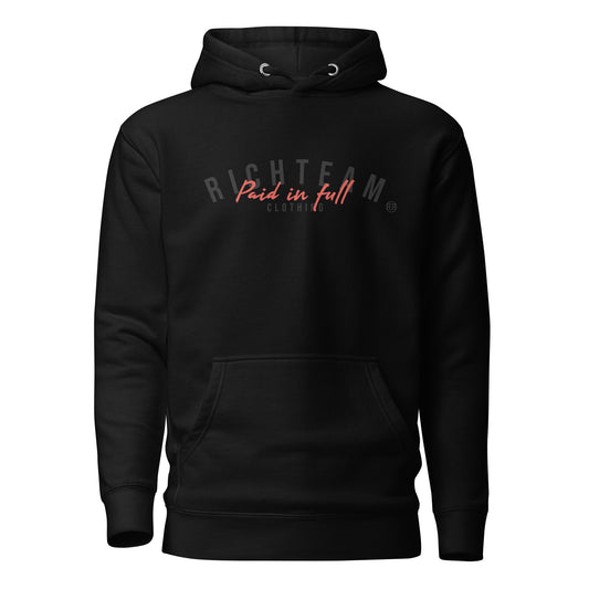 RICHTEAM Graphic Hoodie - Black Sweatshirt (Paid In Full Edition) Black On Black