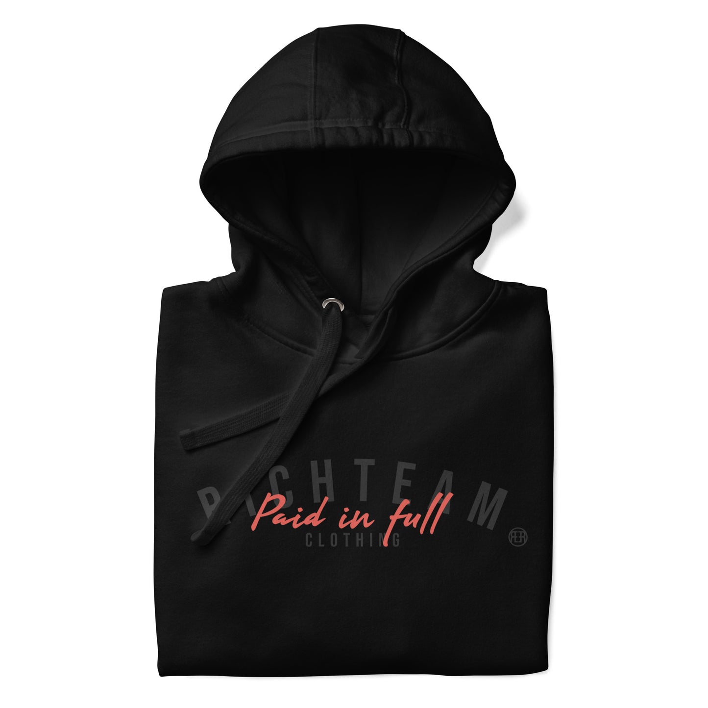 RICHTEAM Graphic Hoodie - Black Sweatshirt (Paid In Full Edition) Black On Black