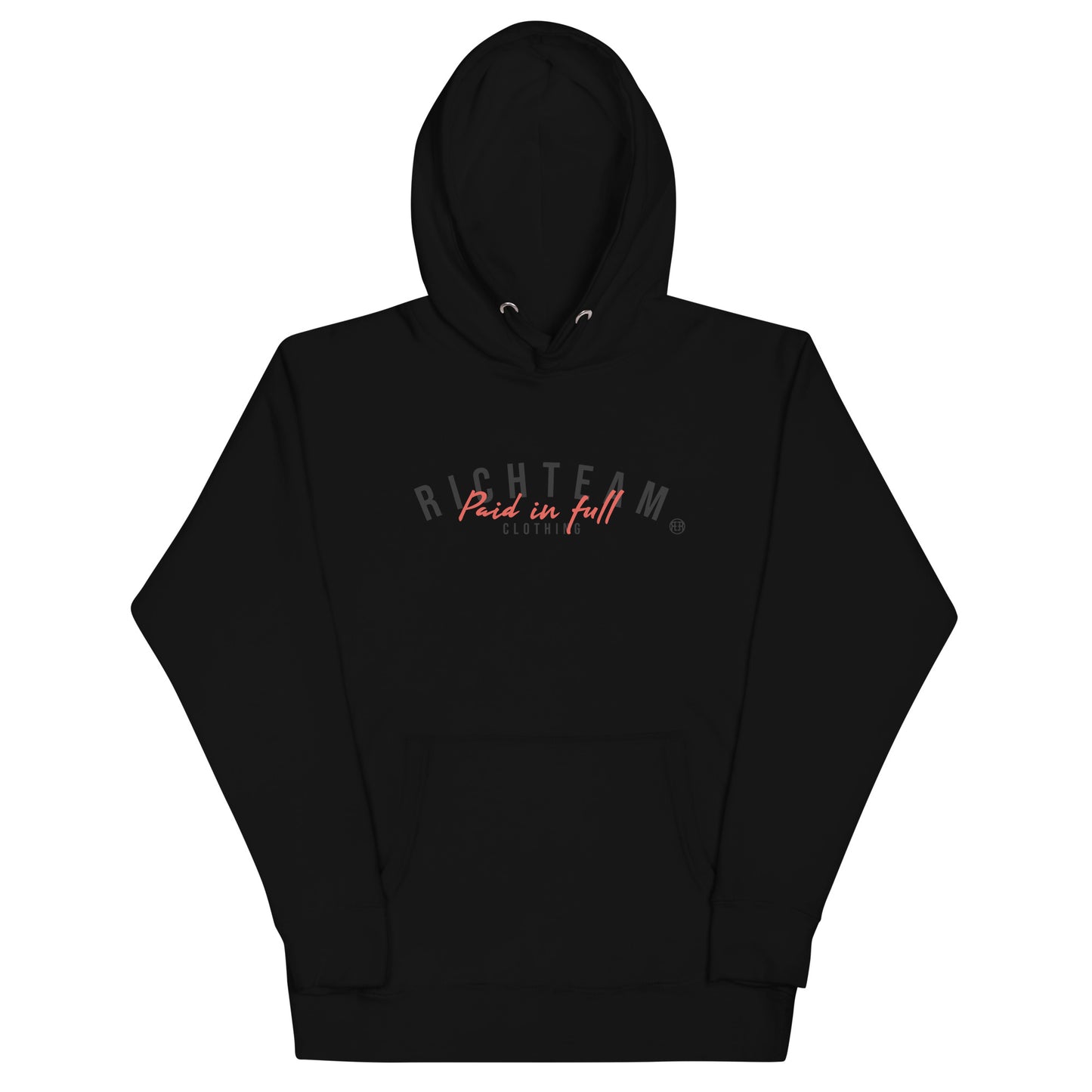 RICHTEAM Graphic Hoodie - Black Sweatshirt (Paid In Full Edition) Black On Black